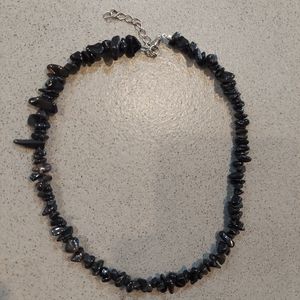 Black  Quartz Chips beaded necklace handmade